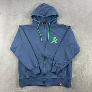 Ampelmann Berlin Mens Small Navy Blue Full Zip Hoodie Green Graphic Patch